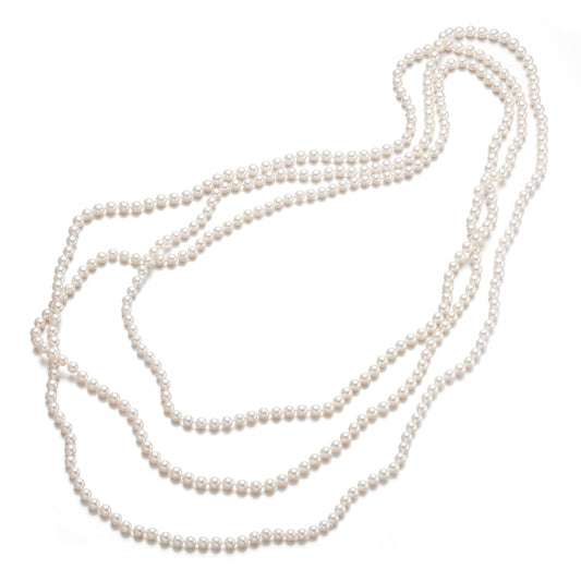 4mm White Akoya Pearl Rope Necklace