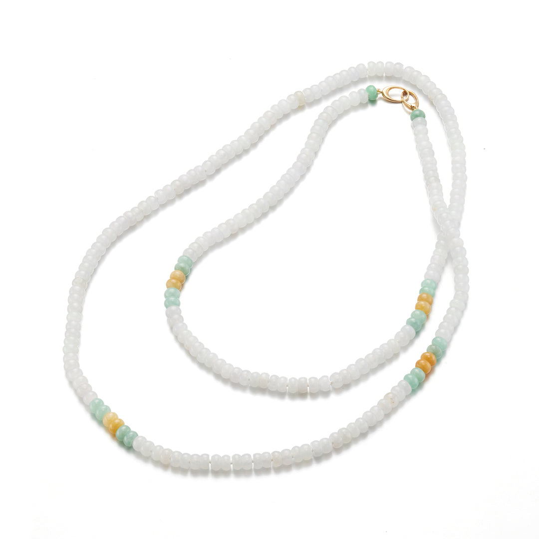 Multi-Color Jade Rondelle Long Necklace