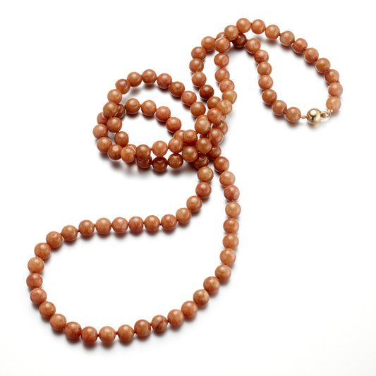 Gump's Signature Long Red Jade Bead Necklace