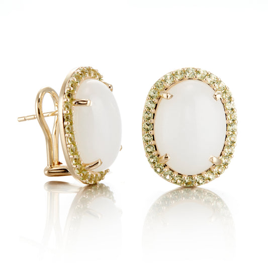 White Jade & Peridot Earrings