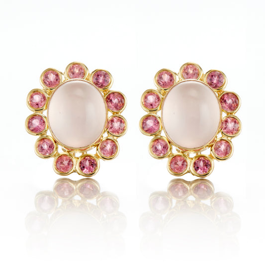 Rose Quartz & Tourmaline Earrings