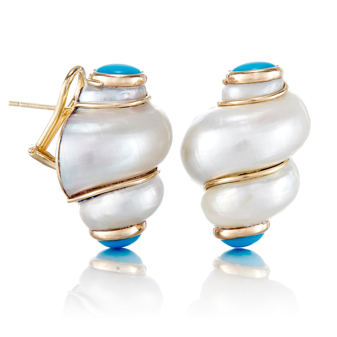 White Shell & Turquoise Earrings