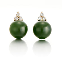 Gump's Signature Madison Earrings in Green Jade & Diamonds