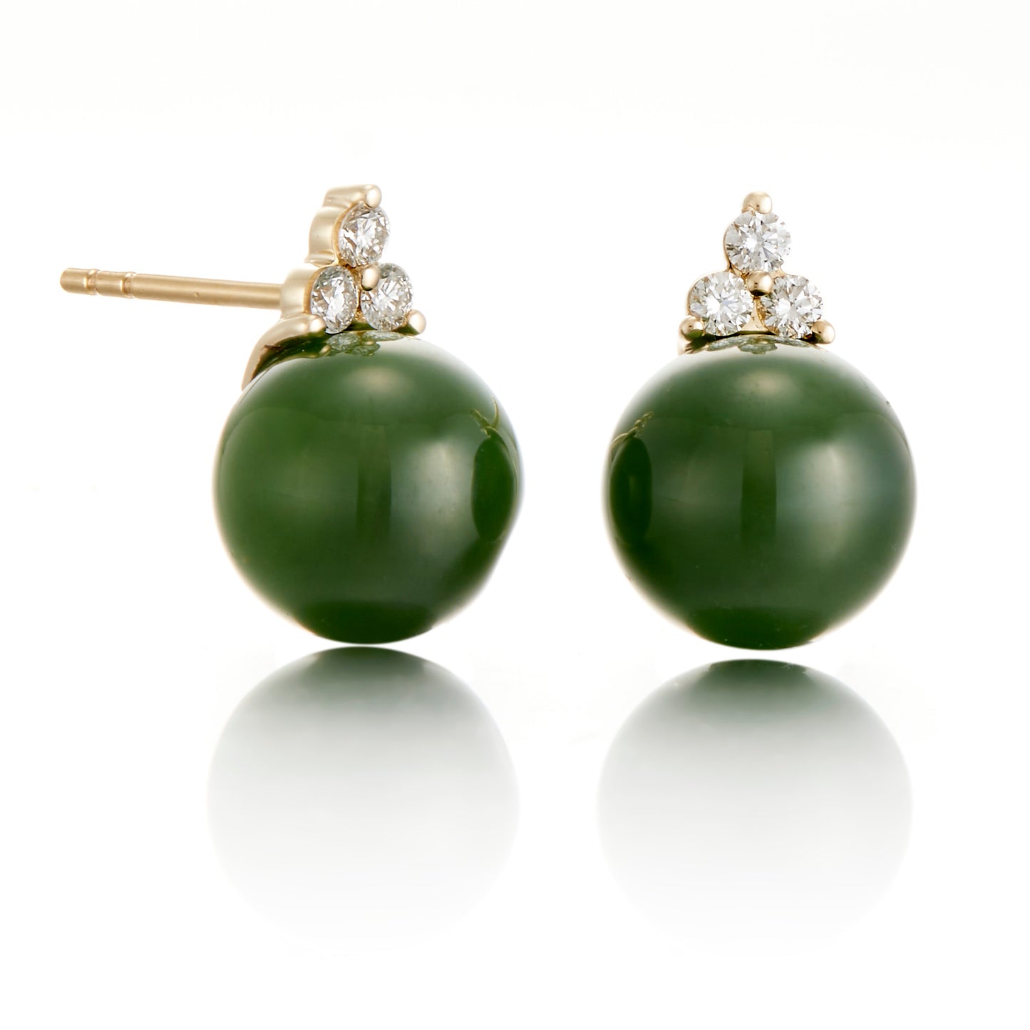Madison Earrings in Green Jade & Diamonds