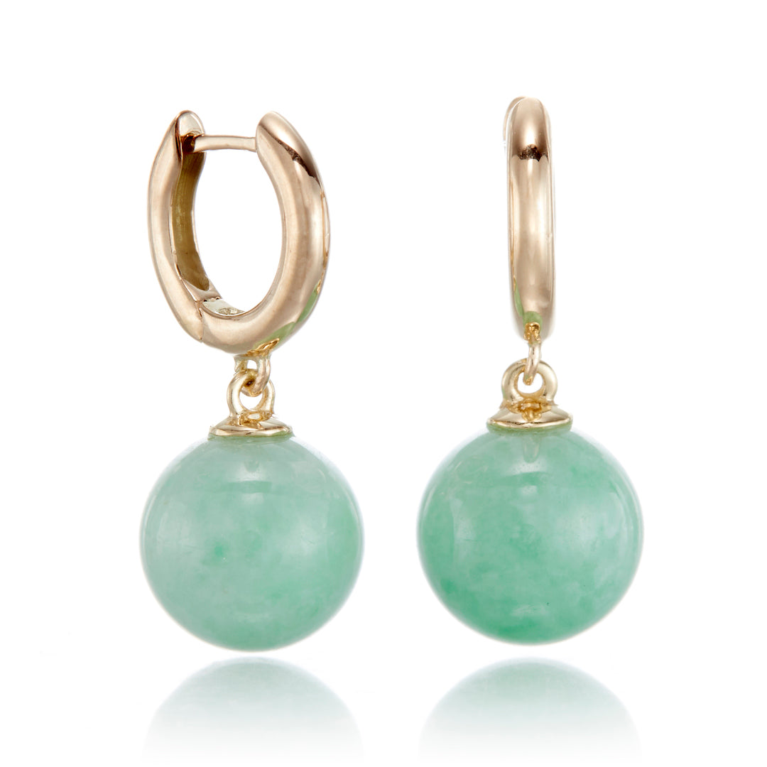 Apple Green Jade & Gold Hoop Earrings