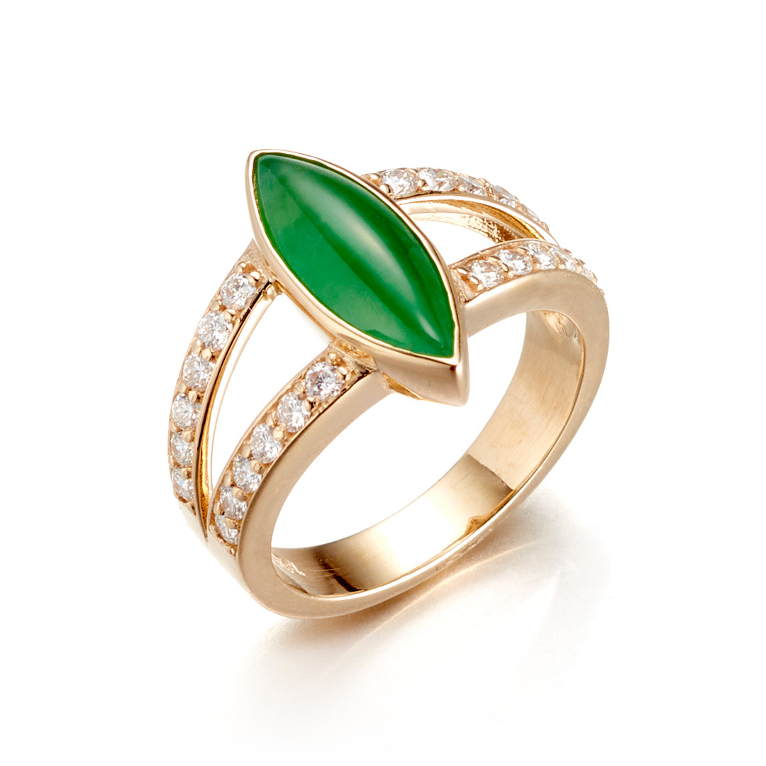 Gump's Signature Marquis Green Jade & Diamond Ring