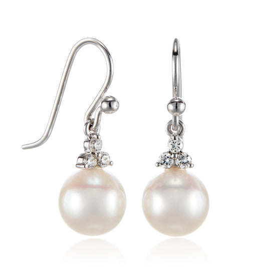 Madison Drop Earrings in White Akoya Pearls