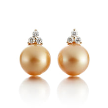 Gump's Signature Madison Earrings in Golden South Sea Pearls & Diamonds