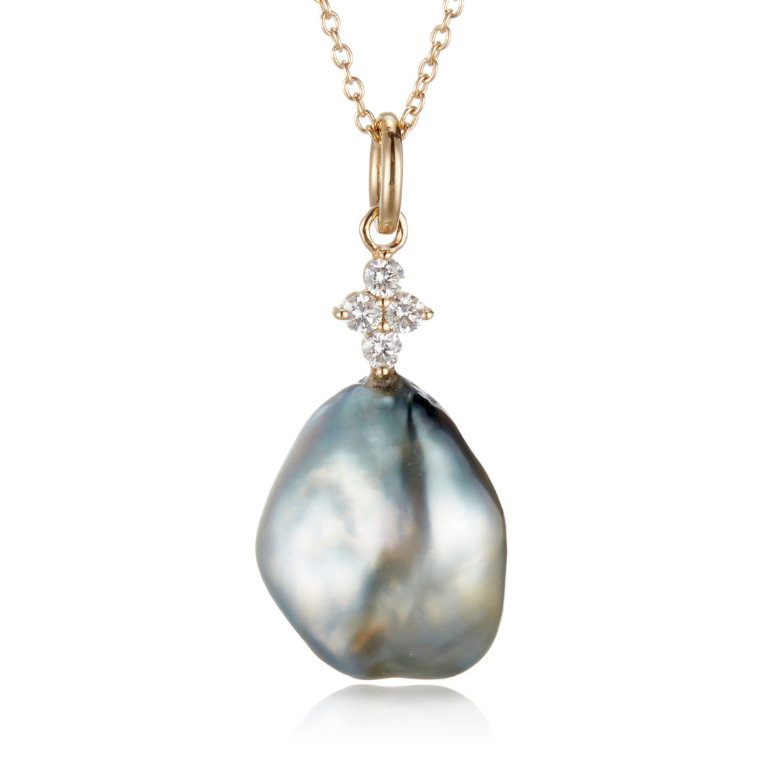 Gump's Signature Keshi Tahitian Pearl & Diamond Drop Pendant Necklace