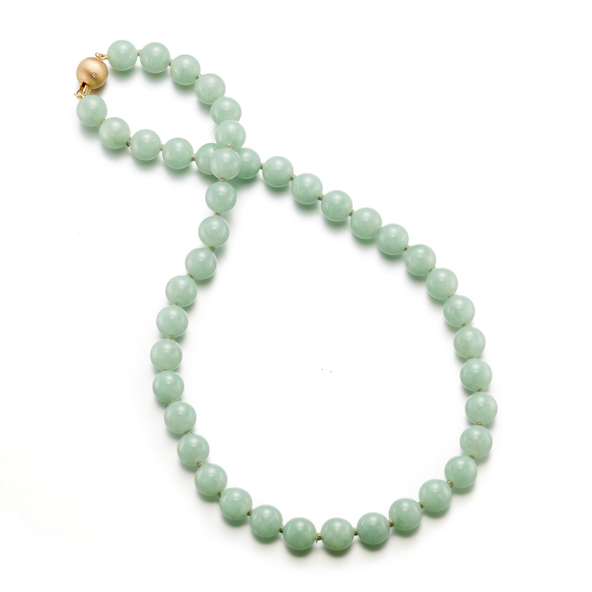 Translucent apple green beads(8.9-10.7mm) jadeite necklace - Nanyang Jade  –Authentic Jewellery Collection Singapore
