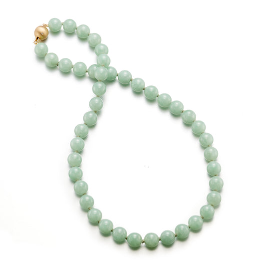 Gump's Signature 10mm Apple Green Jade Necklace