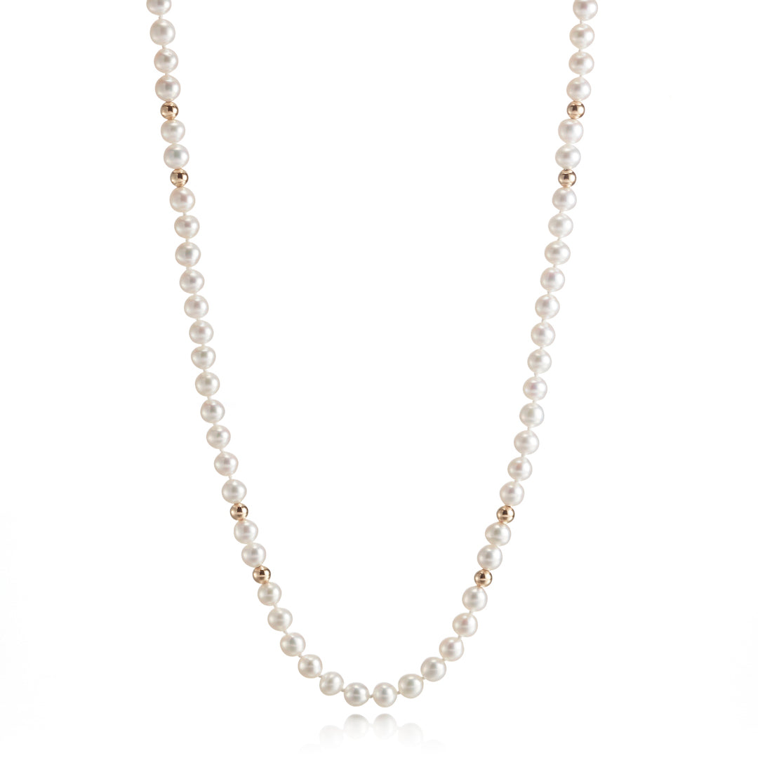 6mm Pearl & Gold Rope Necklace