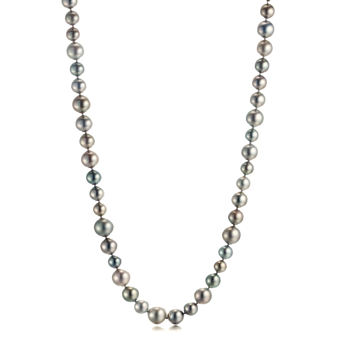 8-13mm Multi-Size Gray Tahitian Pearl Long Necklace