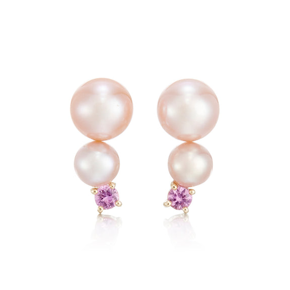 Pink Pearl & Pink Sapphire Climber Earrings