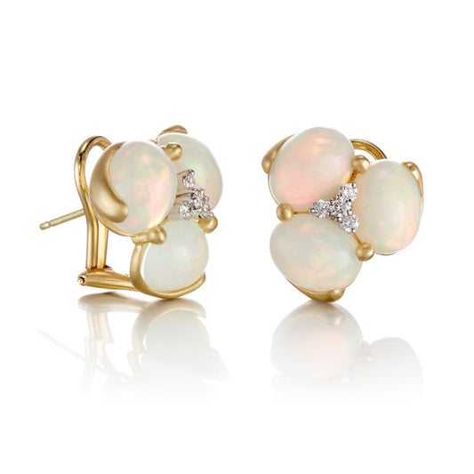 Opal Cabochon Cluster Earrings