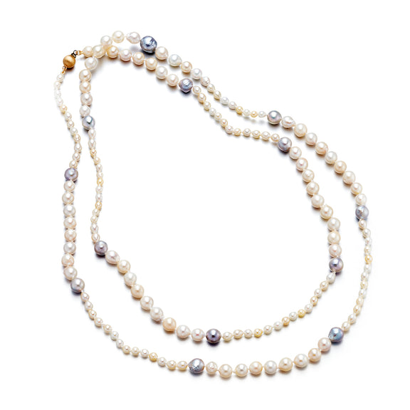 Gump's Signature 3-8mm Freshwater & Blue Akoya Pearl Necklace