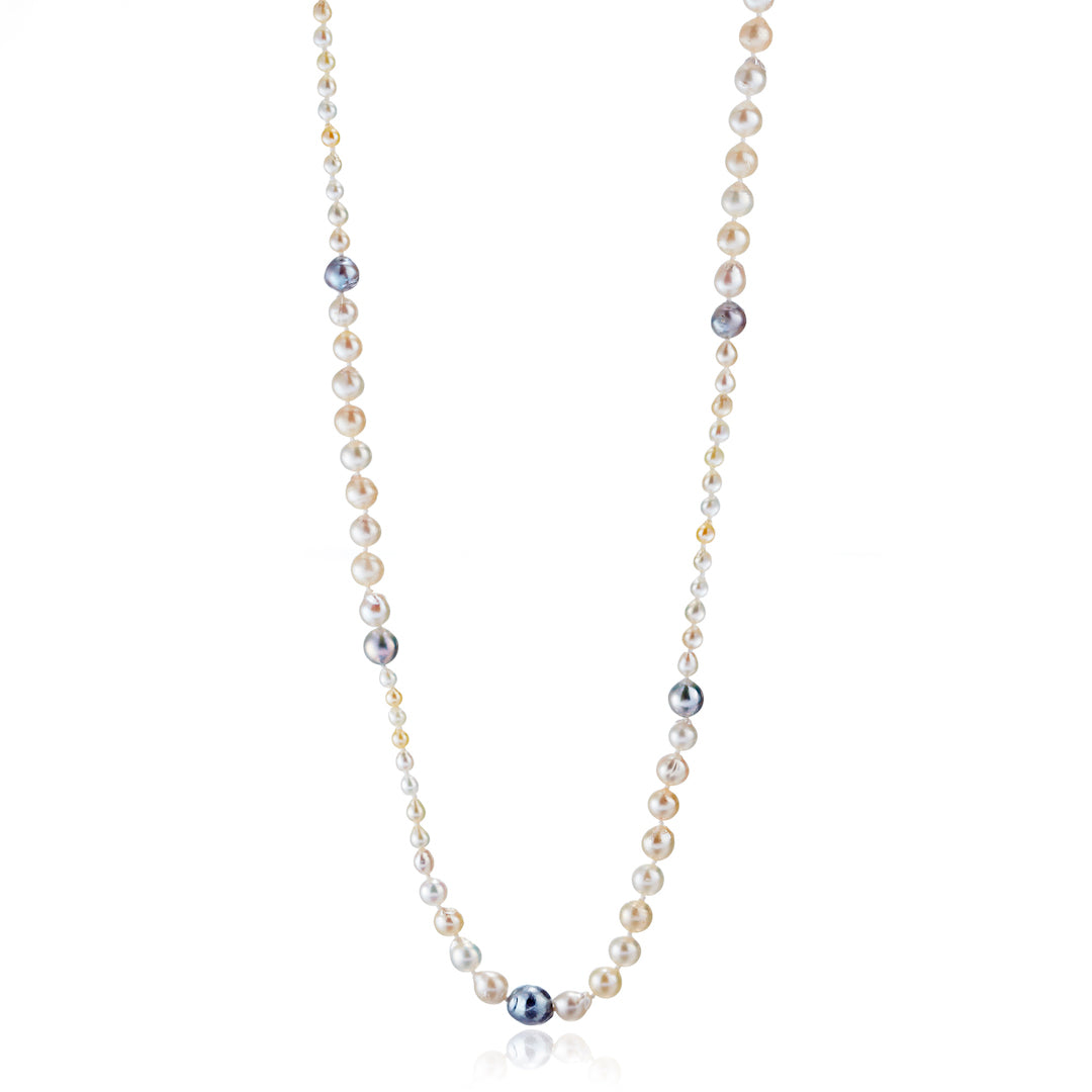 3-8mm Freshwater & Blue Akoya Pearl Necklace