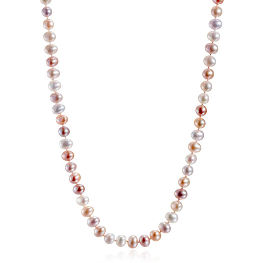 7mm Multi-Color Pastel Pearl Rope Necklace