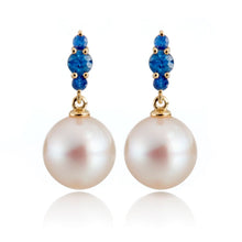 Gump's Signature Orion Earrings in White Akoya Pearls & Sapphires