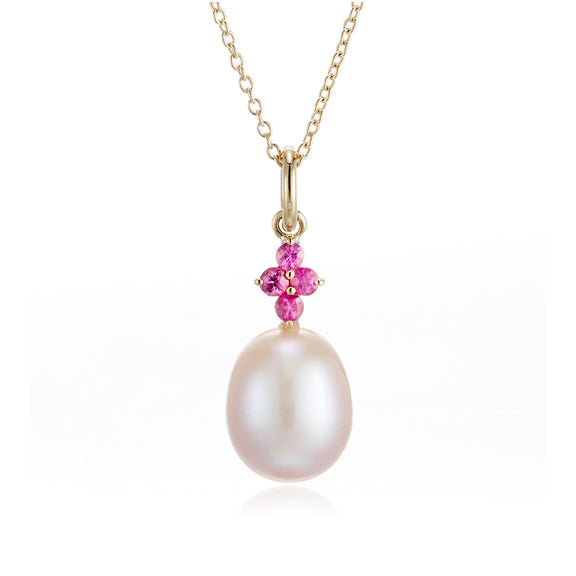 Gump's Signature Pink Pearl & Pink Sapphire Pendant Necklace