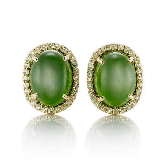 Gump's Signature Greenwich Earrings with Nephrite Green Jade & Peridots