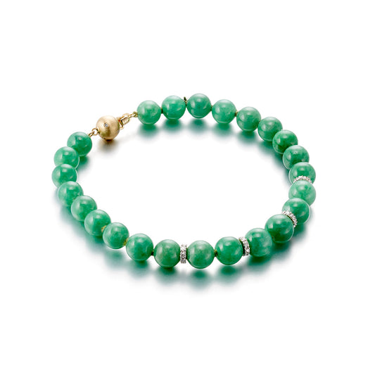 Gump's Signature 7.5mm Apple Green Jade & Diamond Bracelet