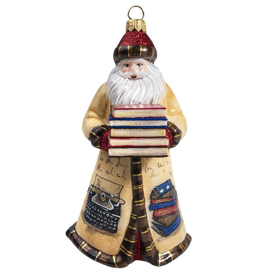 Glitterazzi Bookworm Santa Ornament
