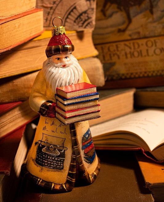 Glitterazzi Bookworm Santa Ornament