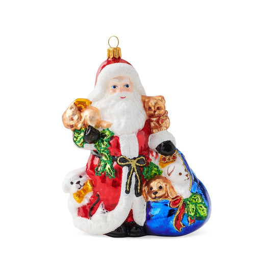 Santa with Puppies & Kittens Ornament