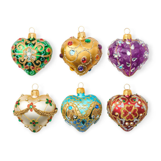 Mini Hearts Ornaments, Set of 6