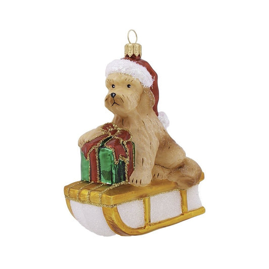 Labradoodle on Sled Ornament