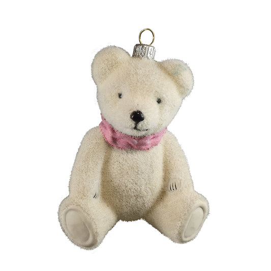 Flocked Teddy Bear Ornament