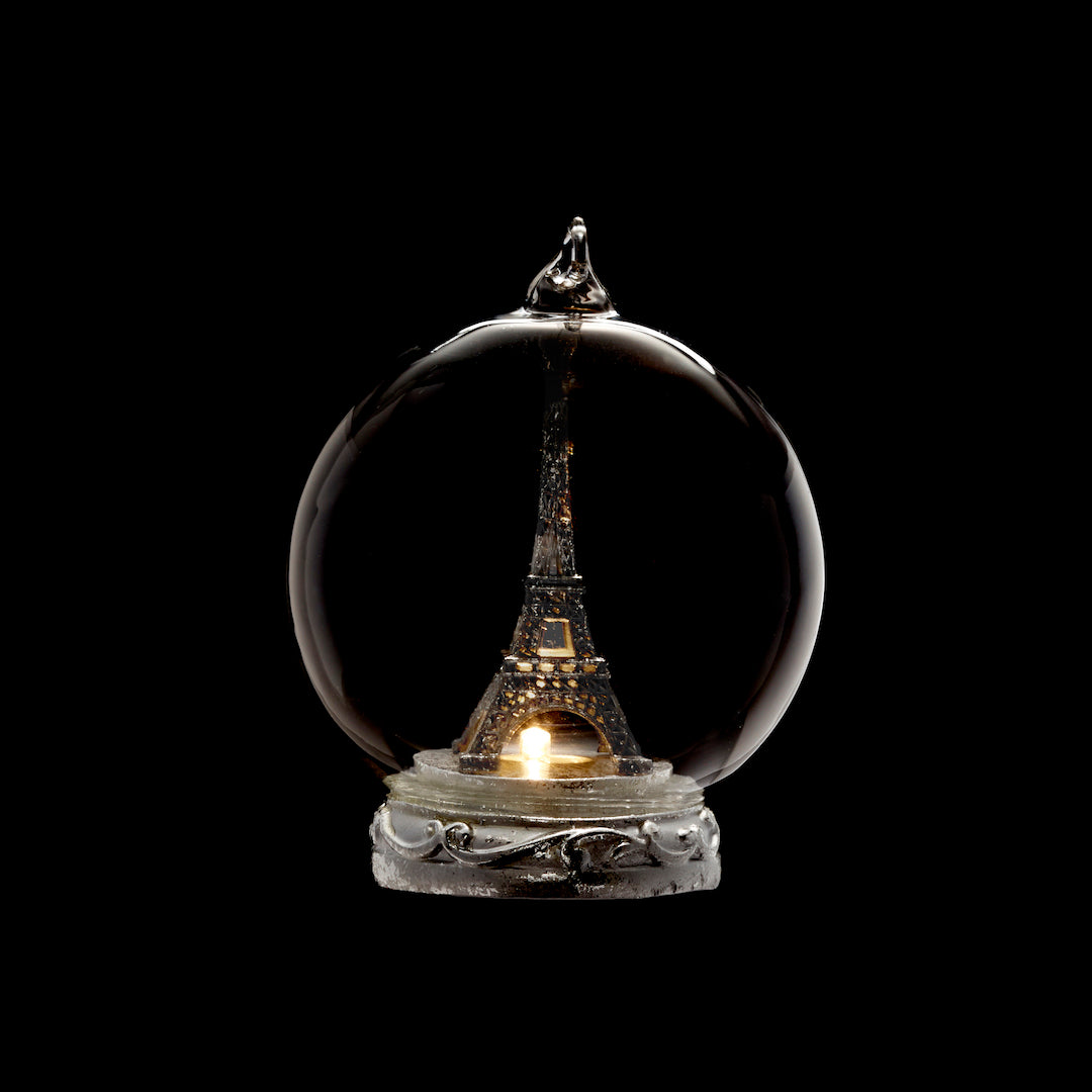 Lighted Eiffel Tower in Globe Ornament