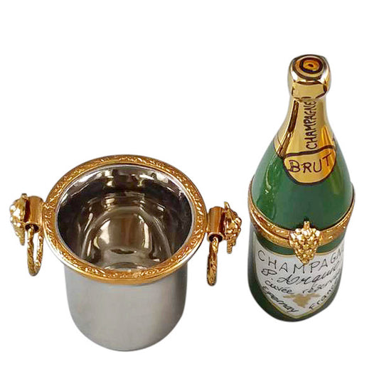 Champagne Bottle in Bucket Limoges
