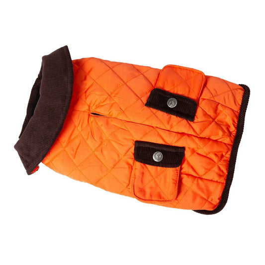 Orange Barn Coat with Brown Corduroy Collar
