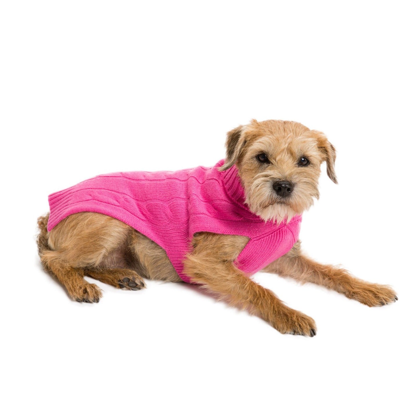 Cableknit Cashmere Dog Sweater, Hot Pink