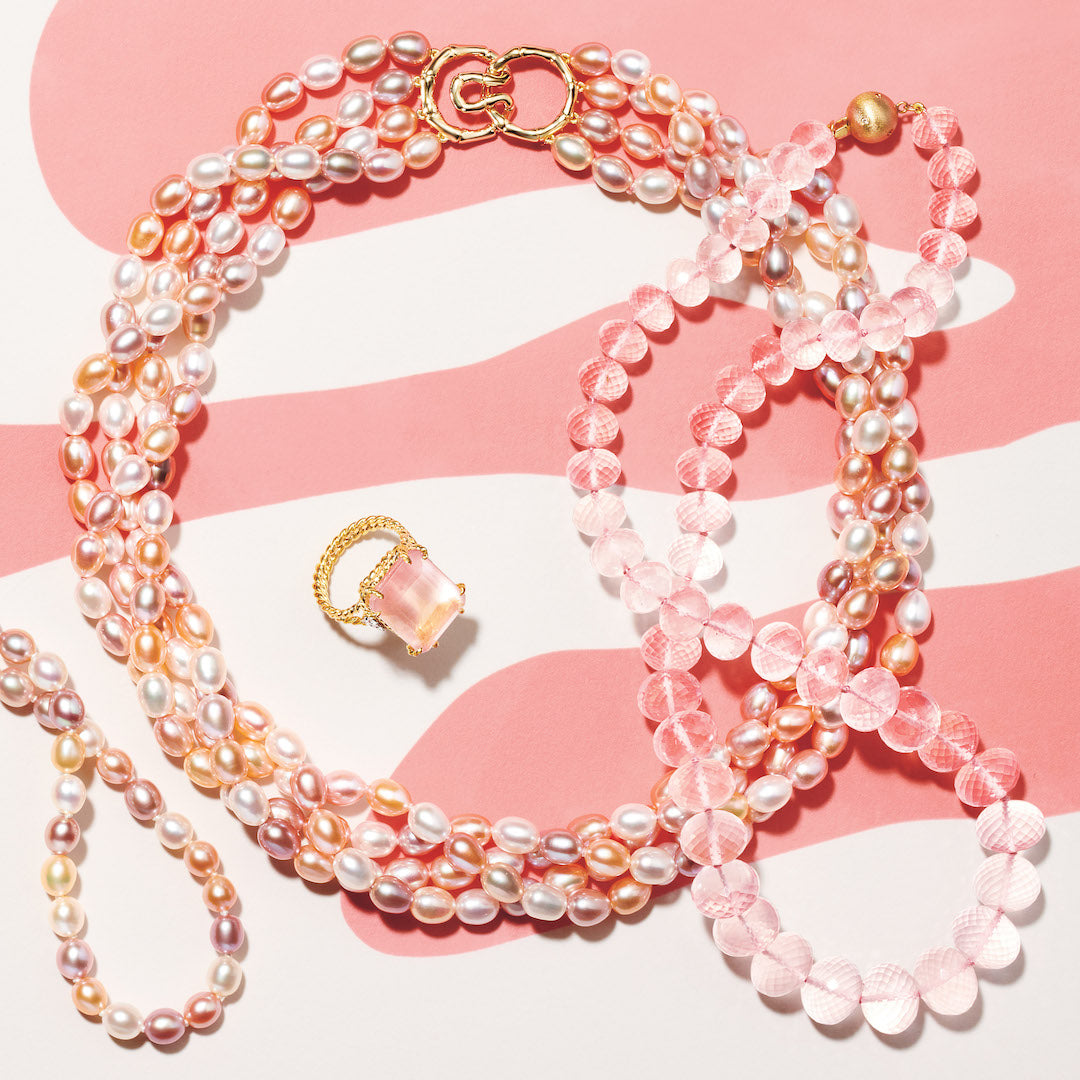 4-Strand Pastel Baroque Pearl Twist Necklace