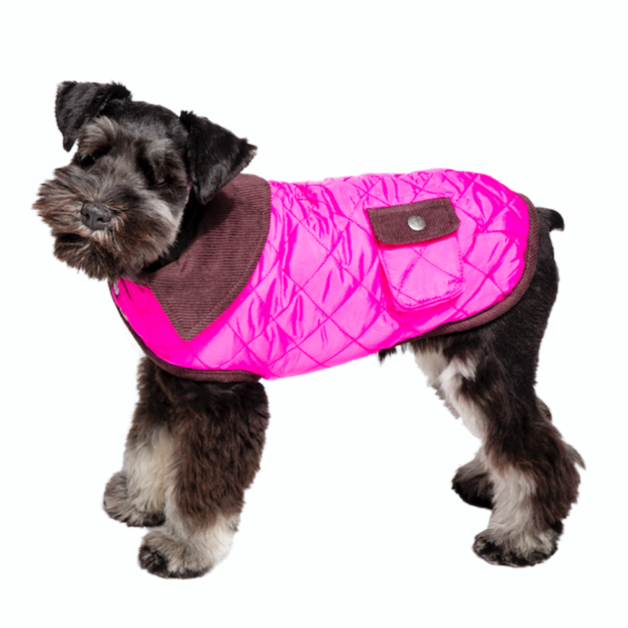 Hot Pink Barn Coat with Brown Corduroy Collar